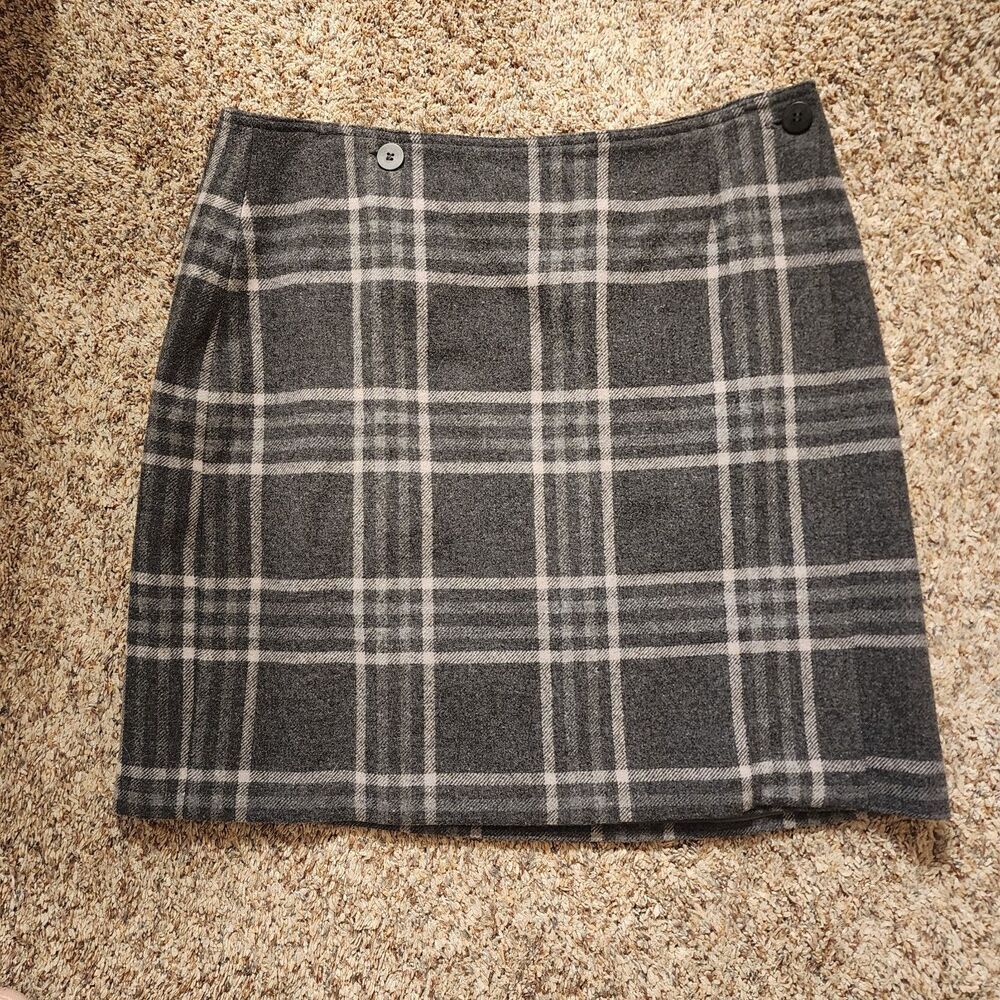Vintage 90's Wool Plaid Mini Skirt Dark Academia Preppy Y2K Size 16